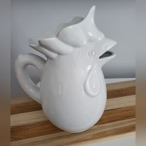 White Ceramic Rooster Pitcher